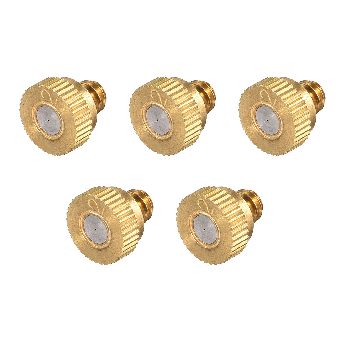 Harfington Brass Misting Nozzle - 10/24 UNC 0.2mm Orifice Dia Replacement Heads for Outdoor Cooling System - 5 Pcs