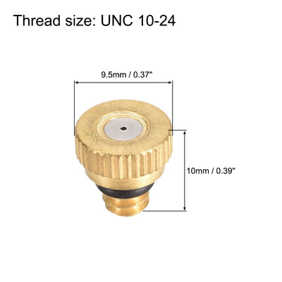 Harfington Brass Misting Nozzle - 10/24 UNC 0.6mm Orifice Dia Replacement Heads for Outdoor Cooling System - 5 Pcs