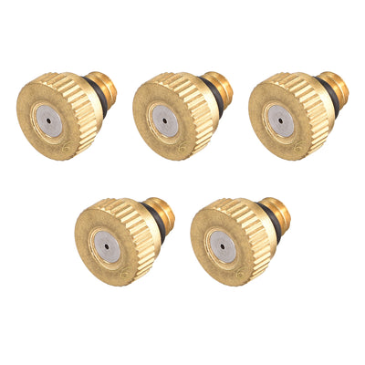 Harfington Brass Misting Nozzle - 10/24 UNC 0.6mm Orifice Dia Replacement Heads for Outdoor Cooling System - 5 Pcs