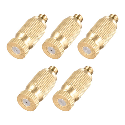 Harfington Brass Misting Nozzle - 3/16-inch Threaded Fogging Spray Head for Outdoor Cooling System - 5 Pcs