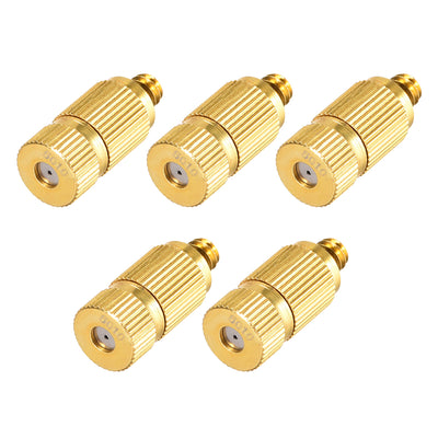 Harfington Brass Misting Nozzle - 3/16-inch Threaded Fogging Spray Head for Outdoor Cooling System - 5 Pcs