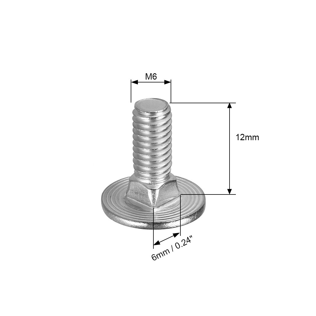 Harfington Carriage Bolts, Neck Carriage Bolt, Round Head, Square Neck, 304 Stainless Steel M6x12mm 30pcs