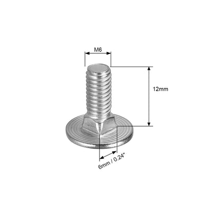 Harfington Carriage Bolts, Neck Carriage Bolt, Round Head, Square Neck, 304 Stainless Steel M6x12mm 30pcs