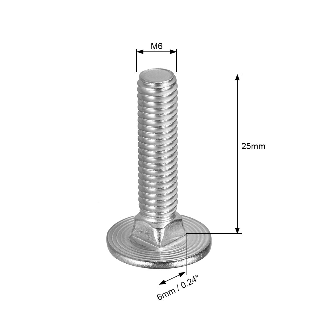 Harfington Carriage Bolts, Neck Carriage Bolt, Round Head, Square Neck, Stainless Steel M6x25mm 25pcs
