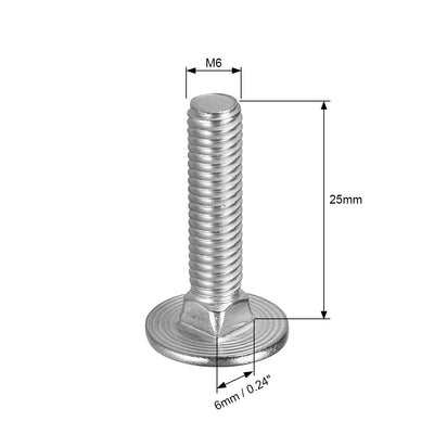 Harfington Carriage Bolts, Neck Carriage Bolt, Round Head, Square Neck, Stainless Steel M6x25mm 25pcs