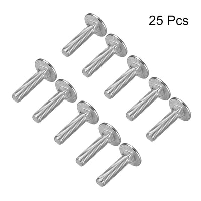 Harfington Carriage Bolts, Neck Carriage Bolt, Round Head, Square Neck, Stainless Steel M6x25mm 25pcs