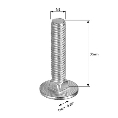 Harfington Carriage Bolts, Neck Carriage Bolt, Round Head, Square Neck, Stainless Steel M6x30mm 15pcs
