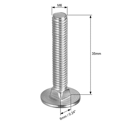 Harfington Carriage Bolts, Neck Carriage Bolt, Round Head, Square Neck, Stainless Steel M6x35mm 20pcs