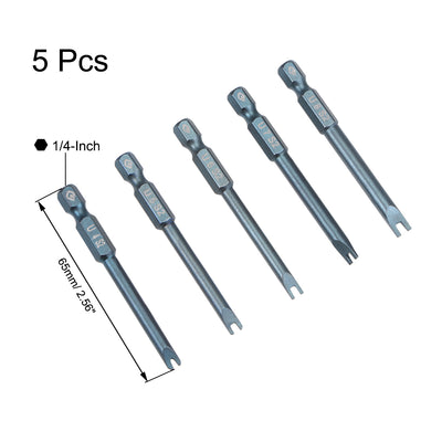 Harfington U-Shaped Bits Set 5pcs 1/4 Inch Hex Shank Magnetic U4 U5 U6 U7 U8 Screwdriver Bit Set 65mm Length S2 Screw Driver Kit Tools