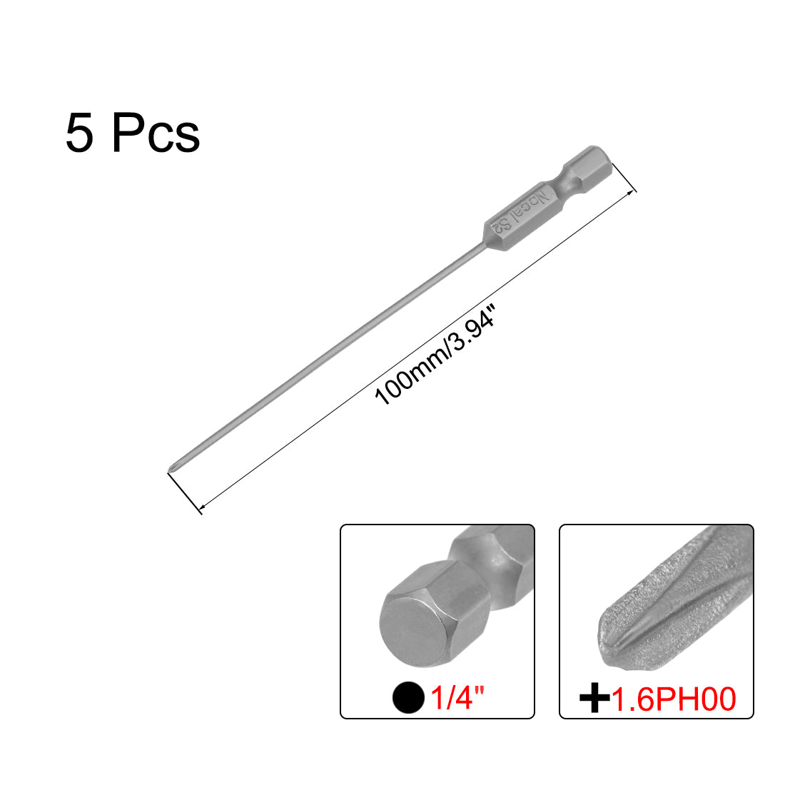 Harfington S2 Phillips Magnetic Screwdriver Bits 1/4'' Hex Shank