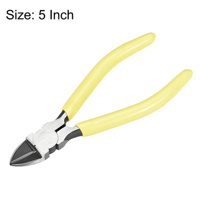Harfington Diagonal Cutting Pliers 5" Wire Side Cutter Spring-loaded w Yellow Non-slip Grip
