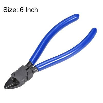 Harfington Diagonal Cutting Pliers 6" Side Wire Cutter Spring-loaded w Blue Anti-Slip Grip
