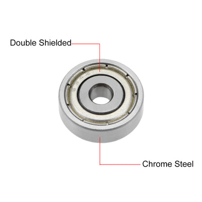 Harfington Deep Groove Ball Bearing Metric Double Shielded Chrome Steel ABEC1 Z1 Level