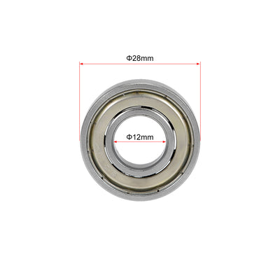 Harfington 6001Z Ball Bearing 12x28x8mm Single Shielded ABEC-1 Bearings
