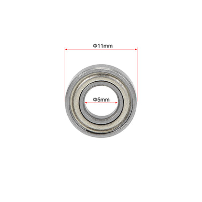 Harfington MR115ZZ Ball Bearing 5x11x4mm Double Shielded ABEC-1 Bearings 5pcs