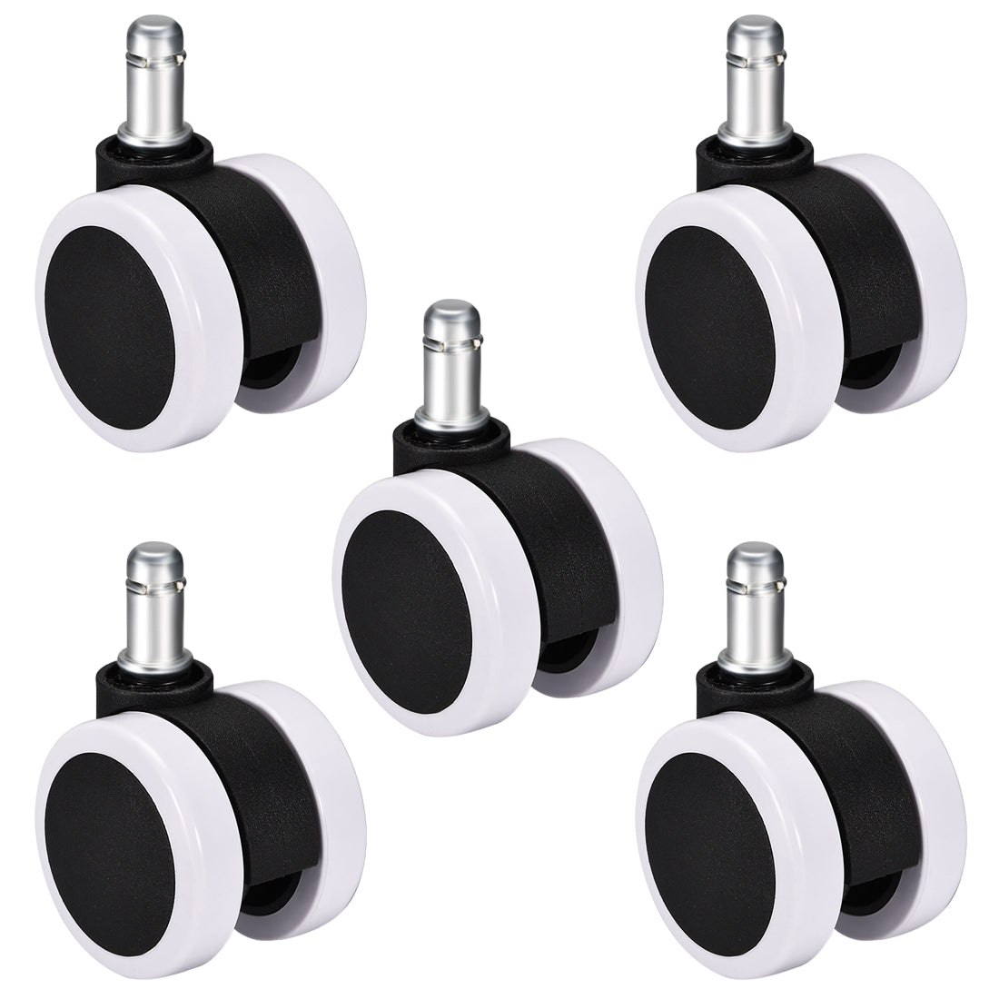Harfington Swivel Caster Wheels - 2 Inch PU Twin Wheel Push-in 11mmx22mm Stem Swivel Caster 5pcs