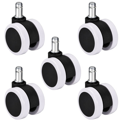 Harfington Swivel Caster Wheels - 2 Inch PU Twin Wheel Push-in 11mmx22mm Stem Swivel Caster 5pcs