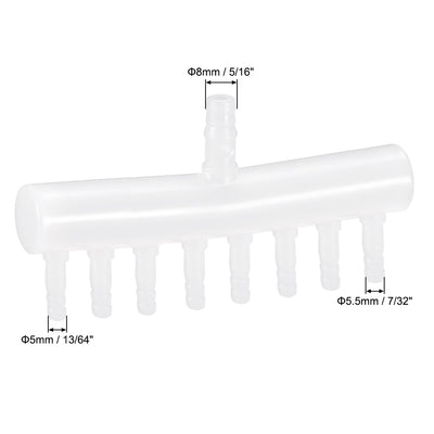 Harfington 8mm to 5.5mm 8 Way Aquarium Air Line Tubing Splitter Connector Fish Tank Plastic Air Flow Divider Oxygen Splitter Lever Valve