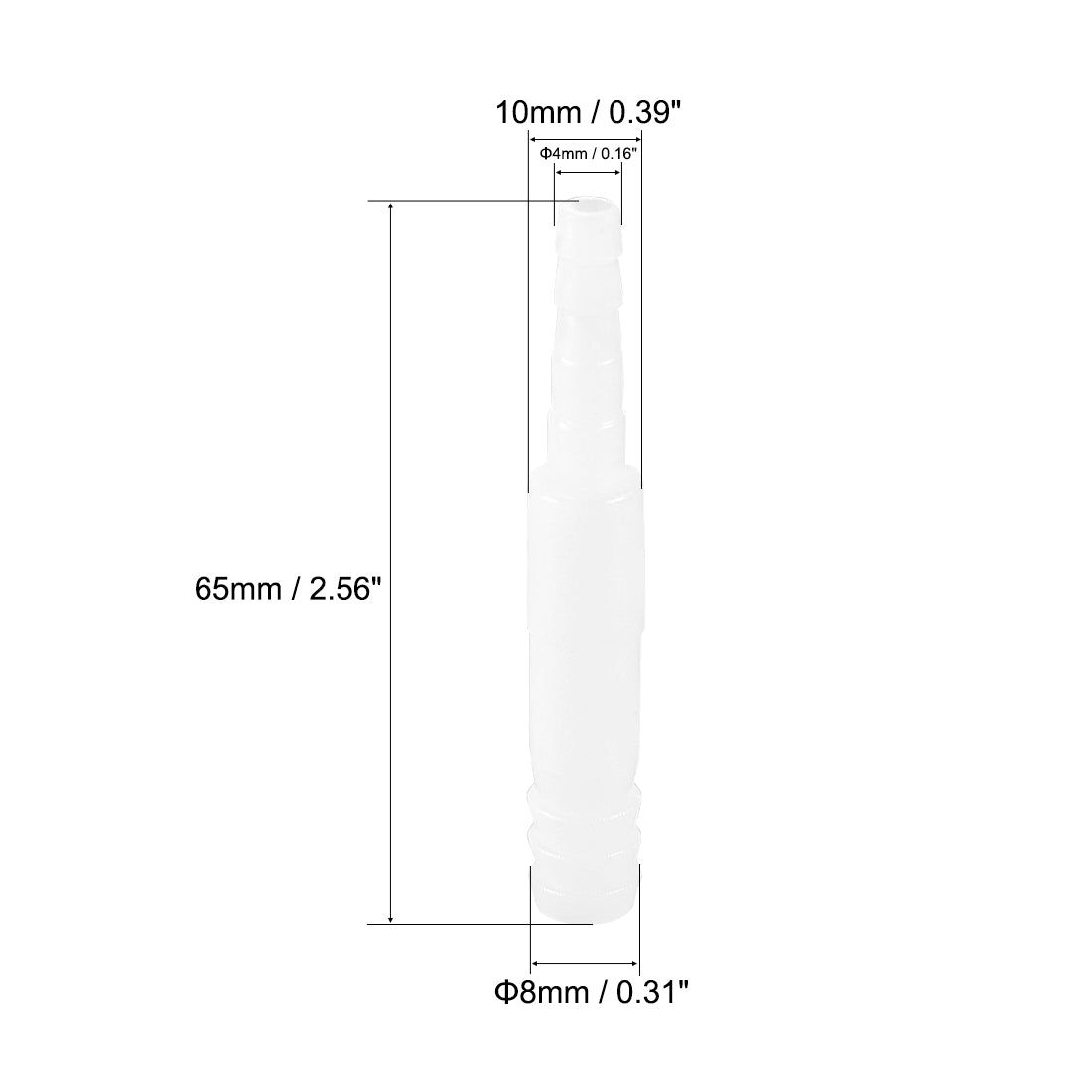 Harfington Aquarium Air Valve Connector Straight Clear White Plastic Airline Tubing 4mm to 8mm 4Pcs