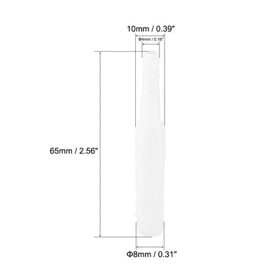 Harfington Aquarium Air Valve Connector Straight Clear White Plastic Airline Tubing 4mm to 8mm 4Pcs