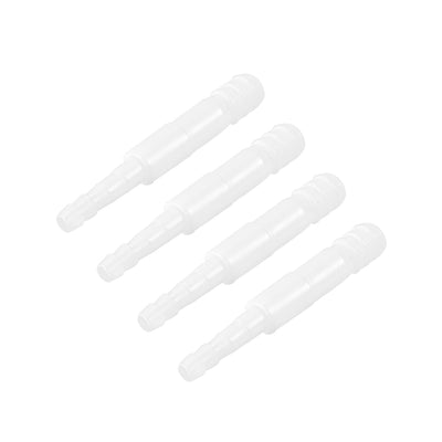 Harfington Aquarium Air Valve Connector Straight Clear White Plastic Airline Tubing 4mm to 8mm 4Pcs
