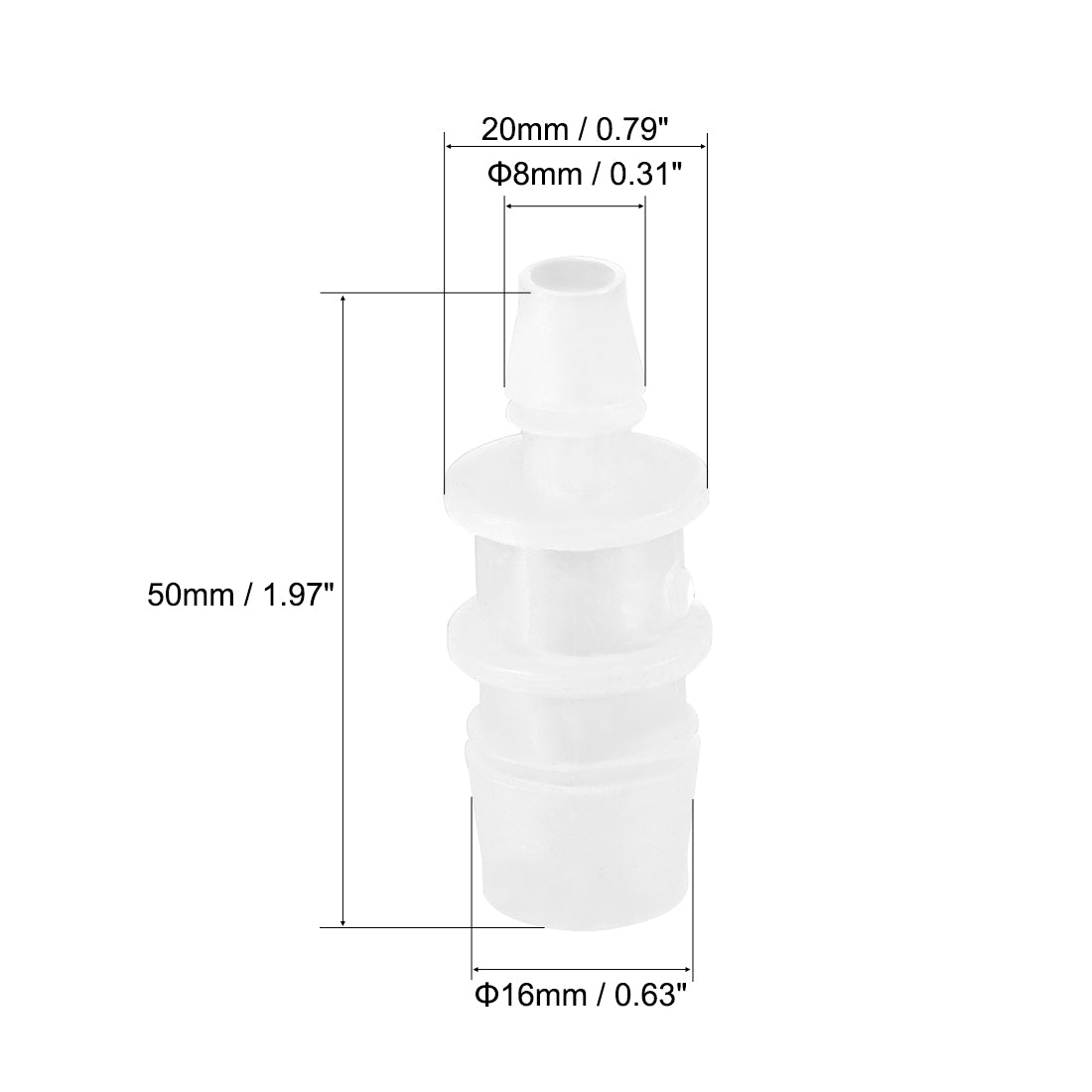 Harfington Aquarium Air Valve Connector Straight Clear White Plastic Airline Tubing 8mm to 16mm
