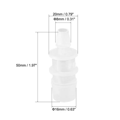 Harfington Aquarium Air Valve Connector Straight Clear White Plastic Airline Tubing 8mm to 16mm
