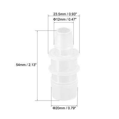 Harfington Aquarium Air Valve Connector Straight Clear White Plastic Airline Tubing 12mm to 20mm 2Pcs