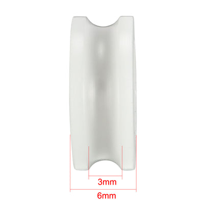 Harfington 0.8mm Deep Metal V Groove Guide Bearing Pulley Rail Ball Wheel White 4x15x6mm 2pcs