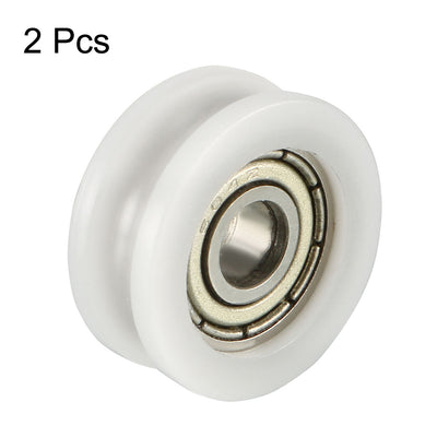Harfington 0.8mm Deep Metal V Groove Guide Bearing Pulley Rail Ball Wheel White 4x15x6mm 2pcs