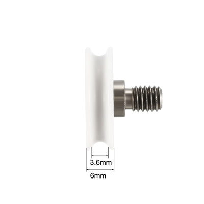 Harfington 1.5mm Deep Metal V Groove Threaded Rod Track Guide Bearing Pulley Wheel White 22x6mm 2pcs