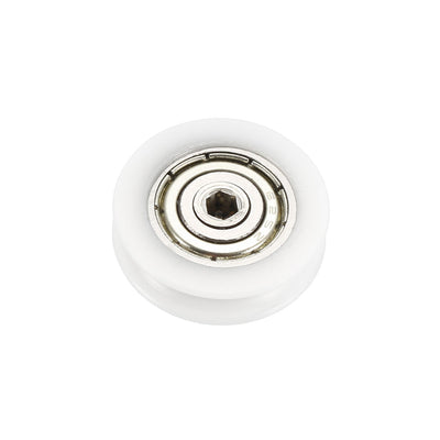 Harfington 1.5mm Deep Metal V Groove Threaded Rod Track Guide Bearing Pulley Wheel White 22x6mm 2pcs