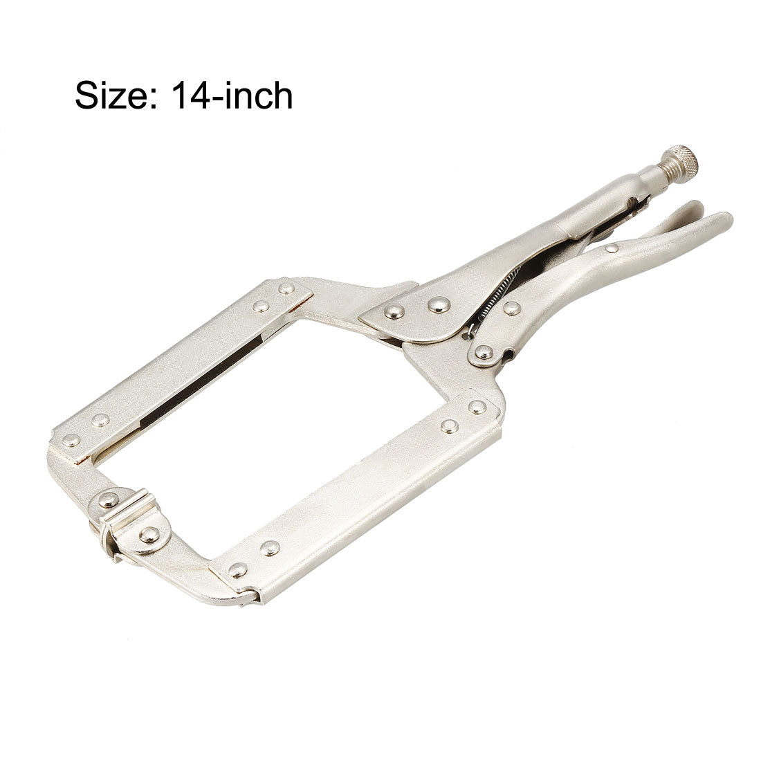 Harfington C-Clamp Locking Pliers Steel Nickel Plated 14-inch Pliers with Swivel Pads 2Pcs