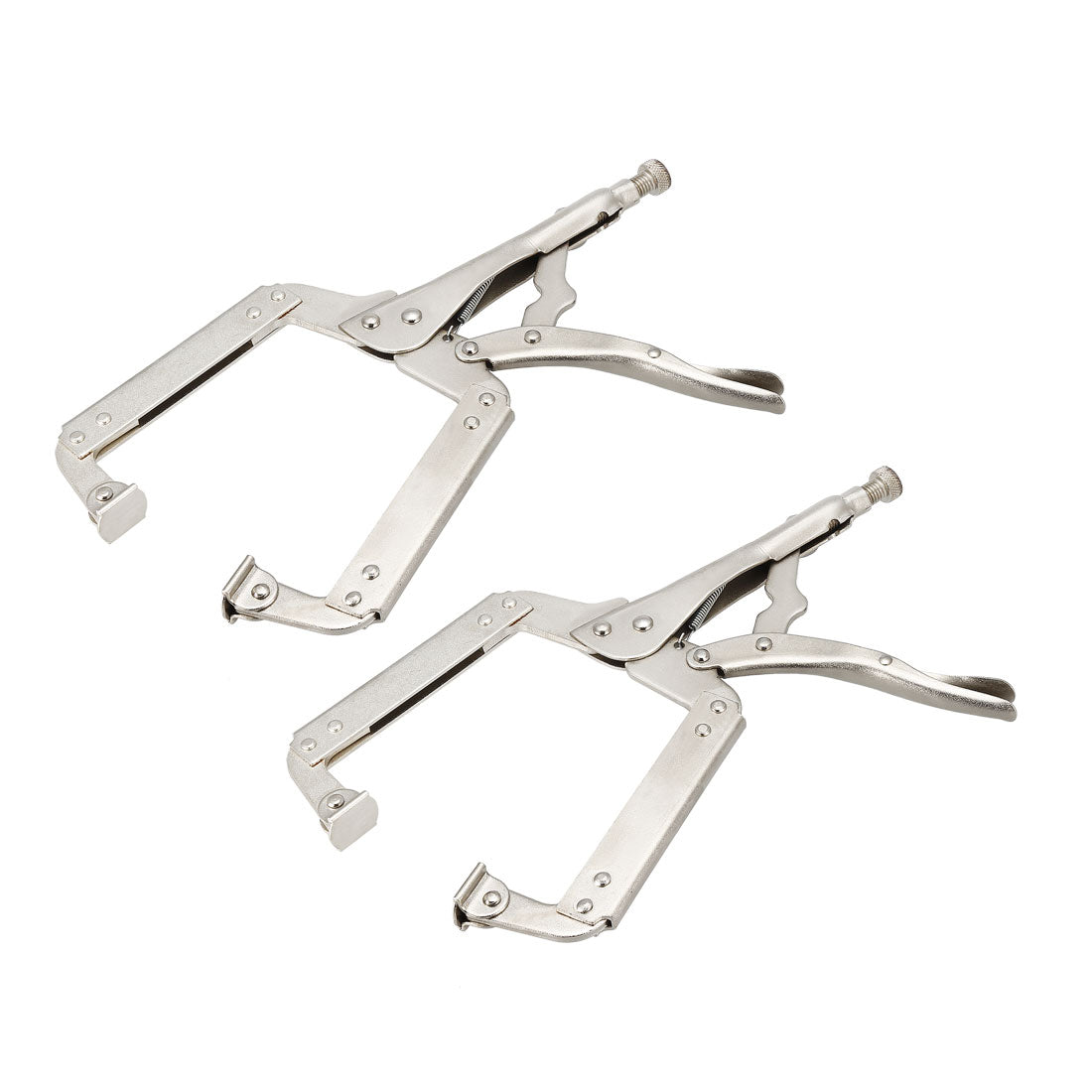 Harfington C-Clamp Locking Pliers Steel Nickel Plated 14-inch Pliers with Swivel Pads 2Pcs