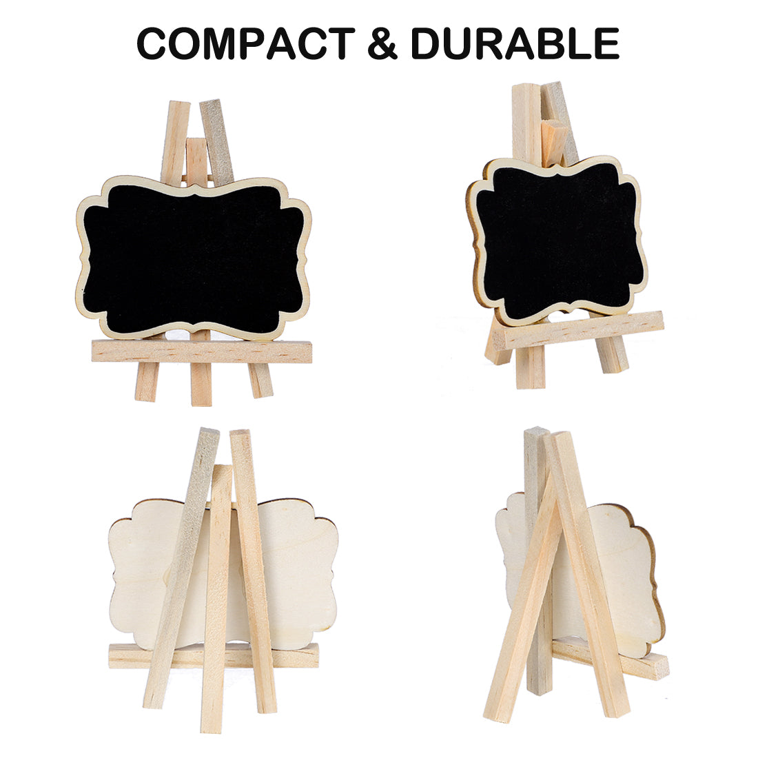 Harfington 14pcs Wood Mini Chalkboard Signs w Support Easel for Wedding Message Board