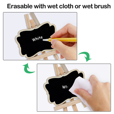 Harfington 14pcs Wood Mini Chalkboard Signs w Support Easel for Wedding Message Board