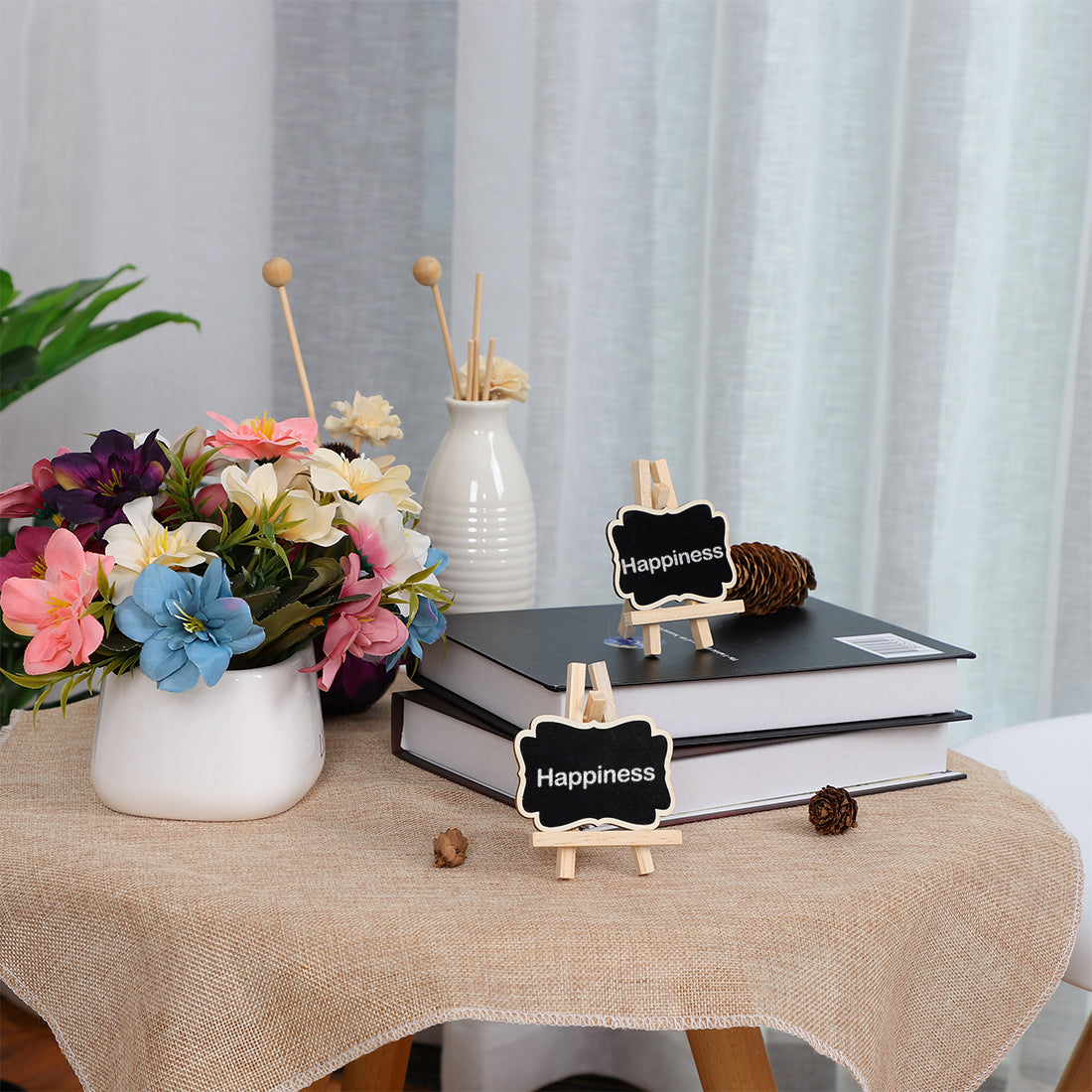 Harfington 14pcs Wood Mini Chalkboard Signs w Support Easel for Wedding Message Board