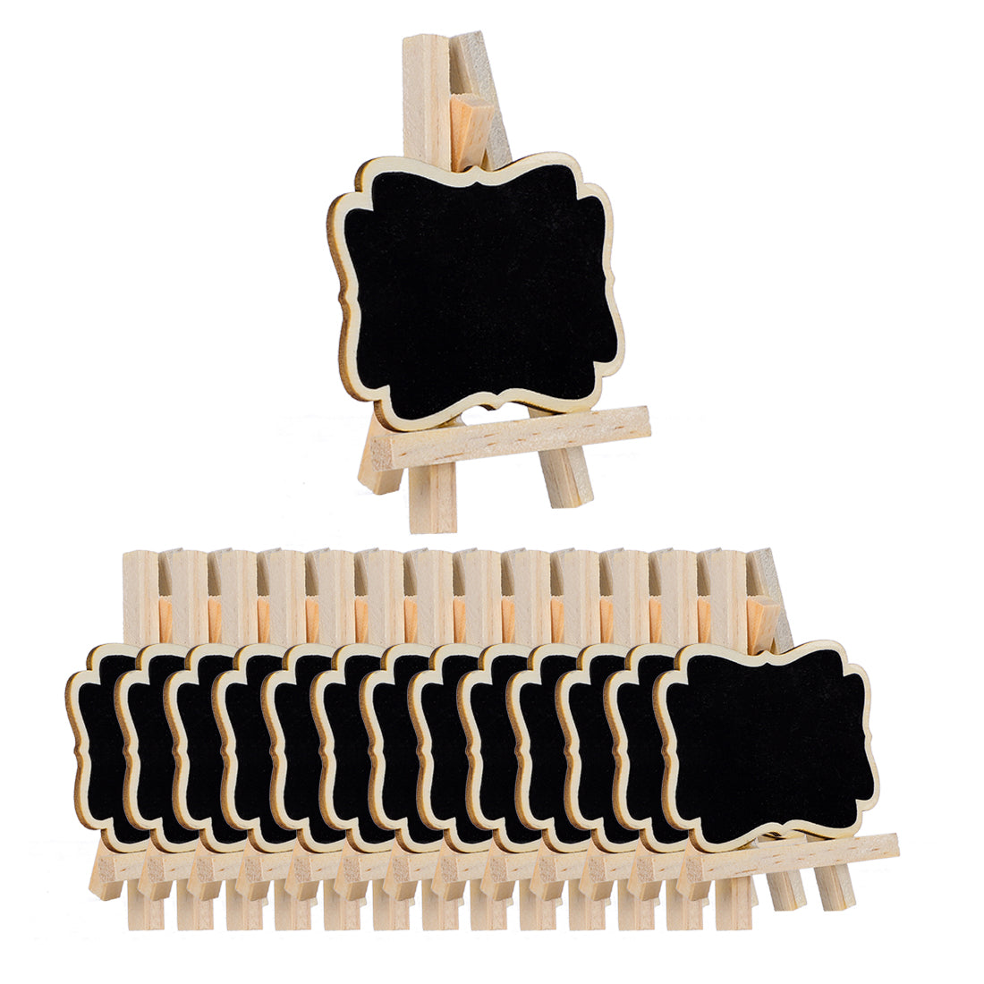 Harfington 14pcs Wood Mini Chalkboard Signs w Support Easel for Wedding Message Board