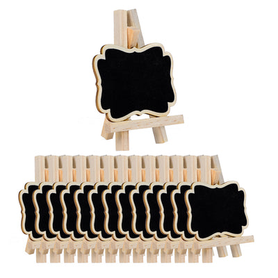 Harfington 14pcs Wood Mini Chalkboard Signs w Support Easel for Wedding Message Board