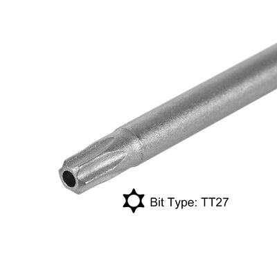 Harfington 5PCS Torx Screwdriver Bits 1/4-Inch Hex Shank 150mm Length TT27 Magnetic Security Star Screw Driver S2 Bit