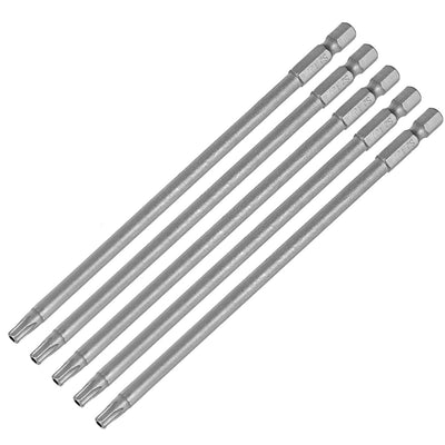 Harfington 5PCS Torx Screwdriver Bits 1/4-Inch Hex Shank 150mm Length TT27 Magnetic Security Star Screw Driver S2 Bit