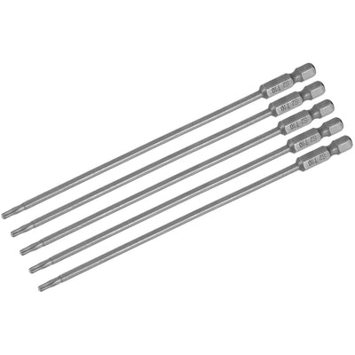 Harfington 5 Pcs T10 Magnetic Torx Screwdriver Bits, 1/4 Inch Hex Shank 5.91-inch Length S2 Power Tool