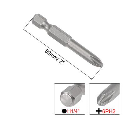 Harfington 6mm PH2 Magnetic Phillips Screwdriver Bits, 1/4 Inch Hex Shank 2-inch Length S2 Power Tool