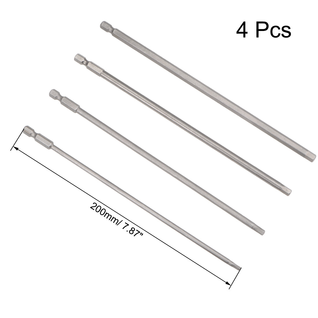 Harfington Hex Bits Set 4pcs 1/4 Inch Hex Shank H3 H4 H5 H6 Magnetic Hexagon Screwdriver Bit Set 200mm Length S2 Screw Driver Kit Tools
