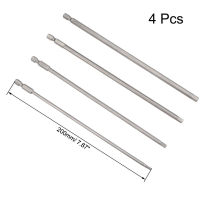 Harfington Hex Bits Set 4pcs 1/4 Inch Hex Shank H3 H4 H5 H6 Magnetic Hexagon Screwdriver Bit Set 200mm Length S2 Screw Driver Kit Tools
