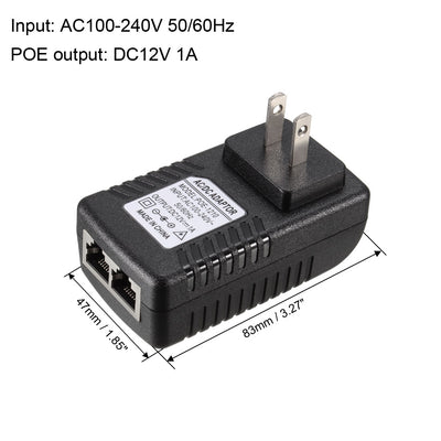 Harfington 12V 1A POE Power Supply Injector Power over Ethernet Adapter Wall Plug (US Plug) for , Camera, Wireless IP Point