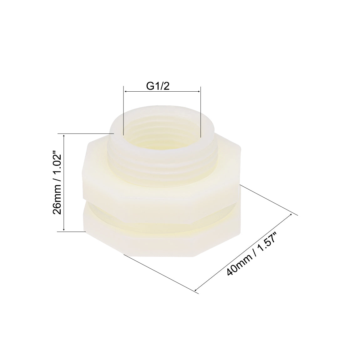 Harfington ABS Bulkhead Tank Fitting Adapter for Rain Bucket Aquariums Water Tanks Ponds G1/2 Female 4Pcs