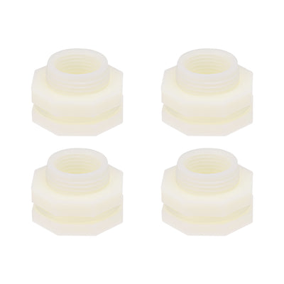 Harfington ABS Bulkhead Tank Fitting Adapter for Rain Bucket Aquariums Water Tanks Ponds G1/2 Female 4Pcs