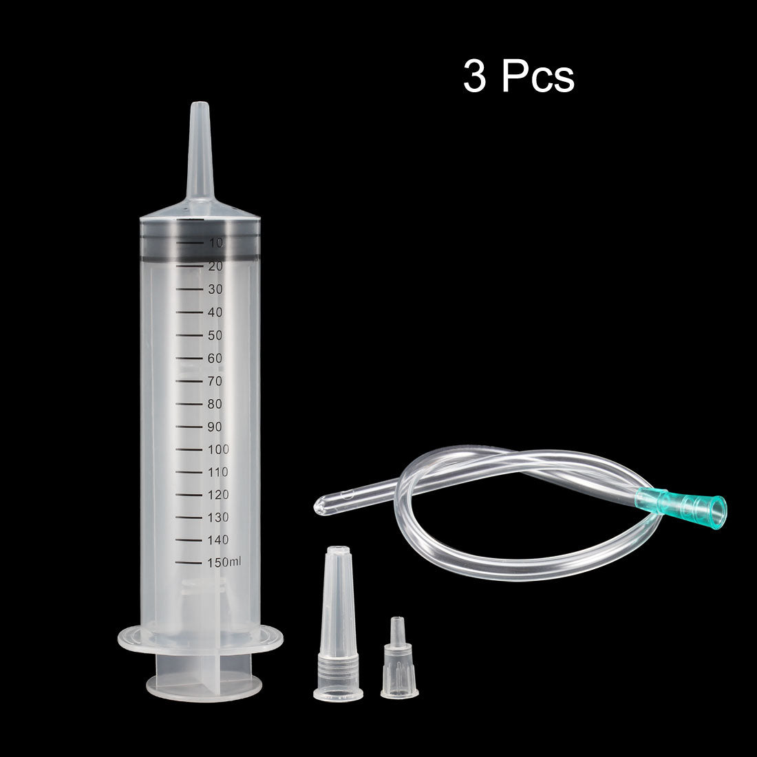 Harfington 150ml Syringes Large Plastic with 30cm Handy Soft Tube for Labs Industrial 3 Pcs