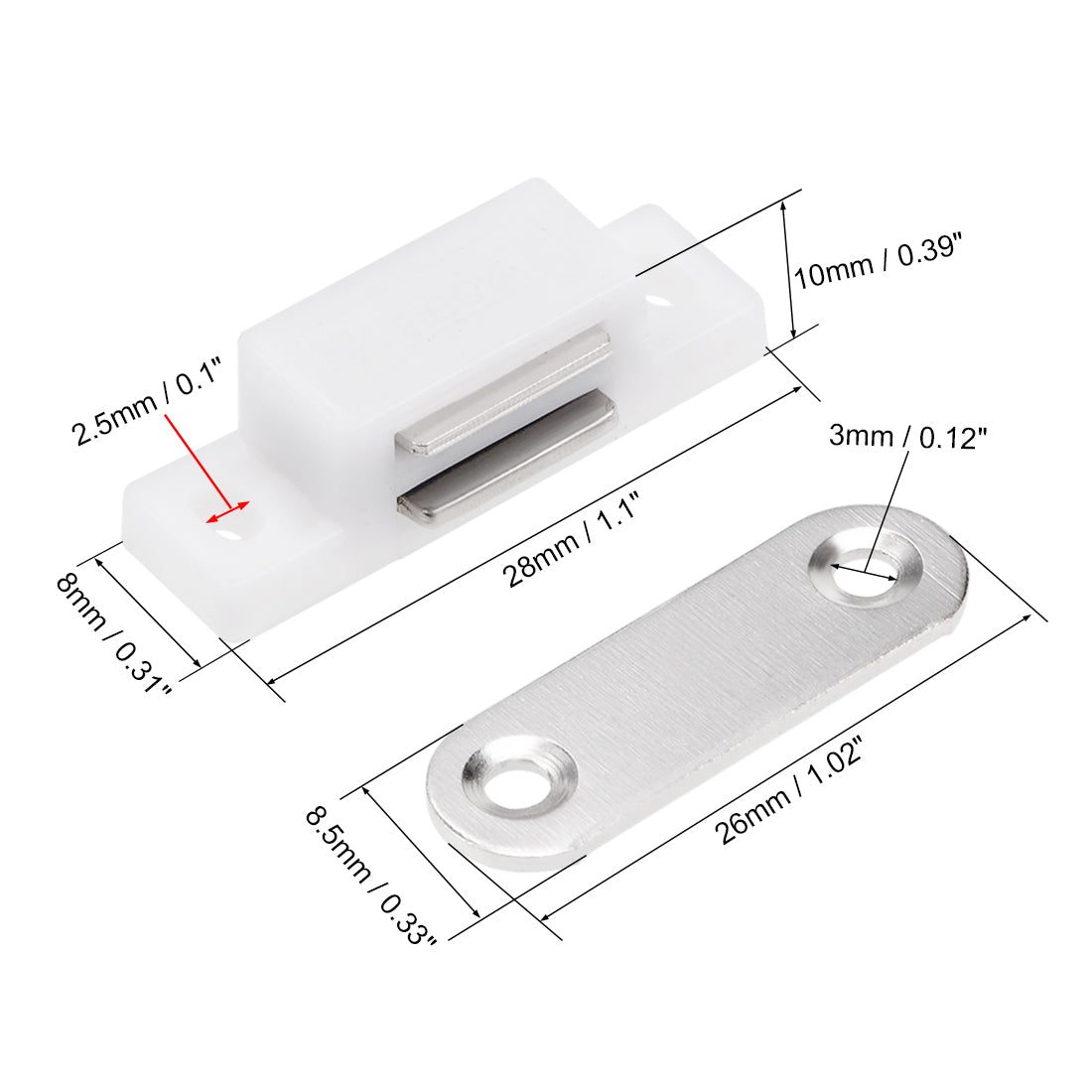 Harfington Magnetic Latches Catch for Bathrooms Kitchen Cabinet Door Closet White 8pcs